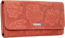 StarHide Womens RFID Protected Embossed Floral Purse Distressed Hunter Leather 5580 (Red)