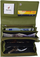 STARHIDE Ladies Soft Genuine Leather Flap Over Purse Multi Credit Card Slots 5510