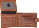 TOPSUM LONDON Mens Distressed Genuine Leather RFID Blocking Notecase Wallet with Flip Up Id Pocket 4021 Tan