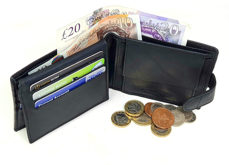 Man Wallet 100% Leather RFID Safe Contactless Card Blocking ID Protection Coin Wallet for Mens BB40