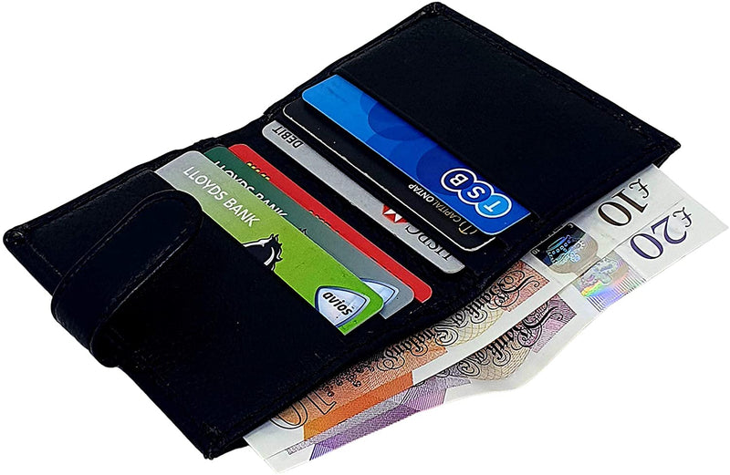 RAS Men Women Soft Genuine Leather Credit Card Holder Wallet with A Banknote Compartment 601 Black