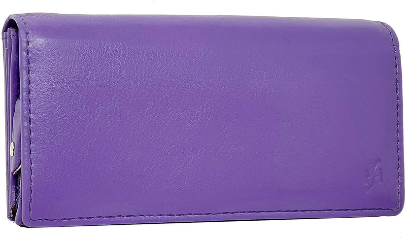 STARHIDE Ladies Soft Genuine Leather Flap Over Purse Multi Credit Card Slots 5510