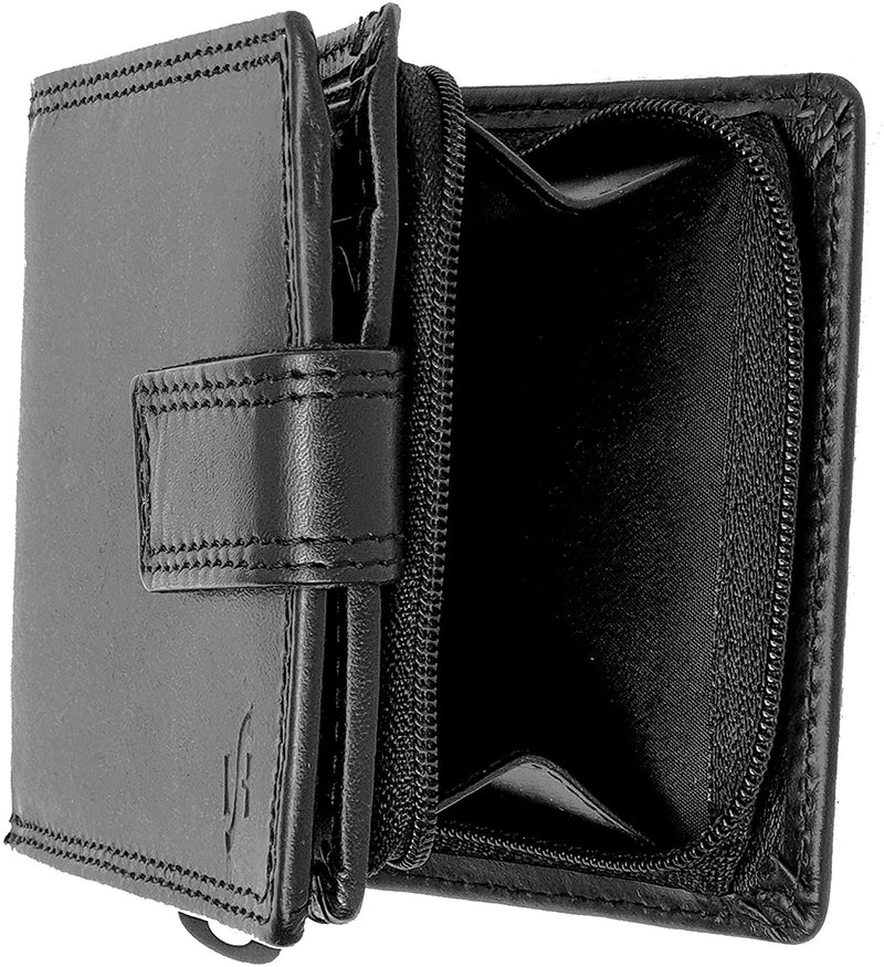 STARHIDE Mens RFID Blocking Genuine Calf Leather Wallet with A Side Zip Around Coin Pocket 1180