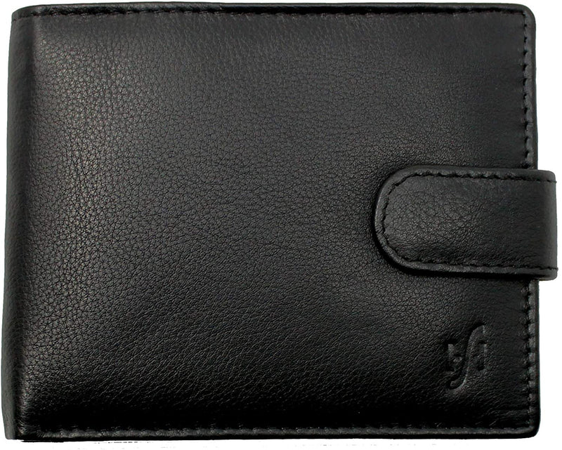 STARHIDE Mens RFID Blocking Classic Bifold Coin Pocket Leather Wallet with Gift Box 1110 Black