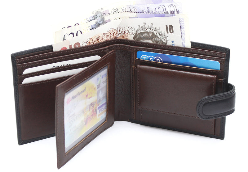 STARHIDE Mens RFID Blocking Genuine VT Leather Credit Cards Coins Holder Wallet 835