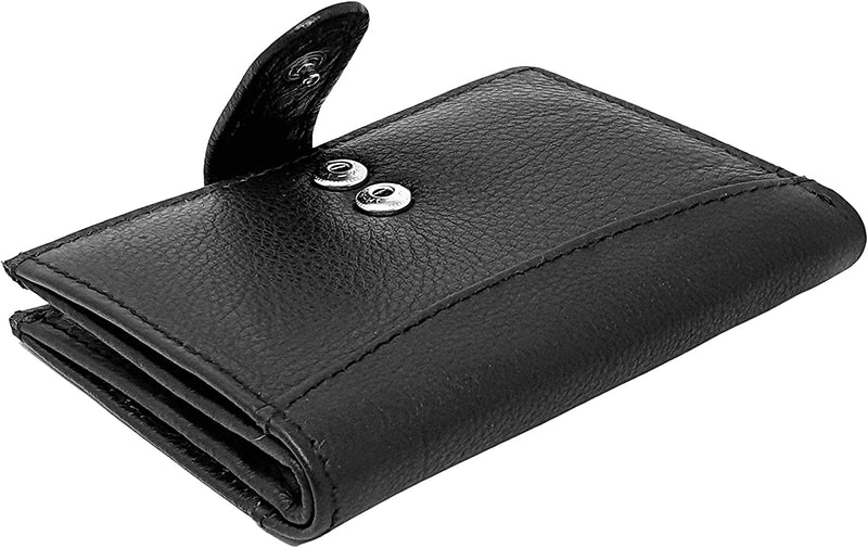 RAS Men Women Soft Genuine Leather Credit Card Holder Wallet with A Banknote Compartment 601 Black