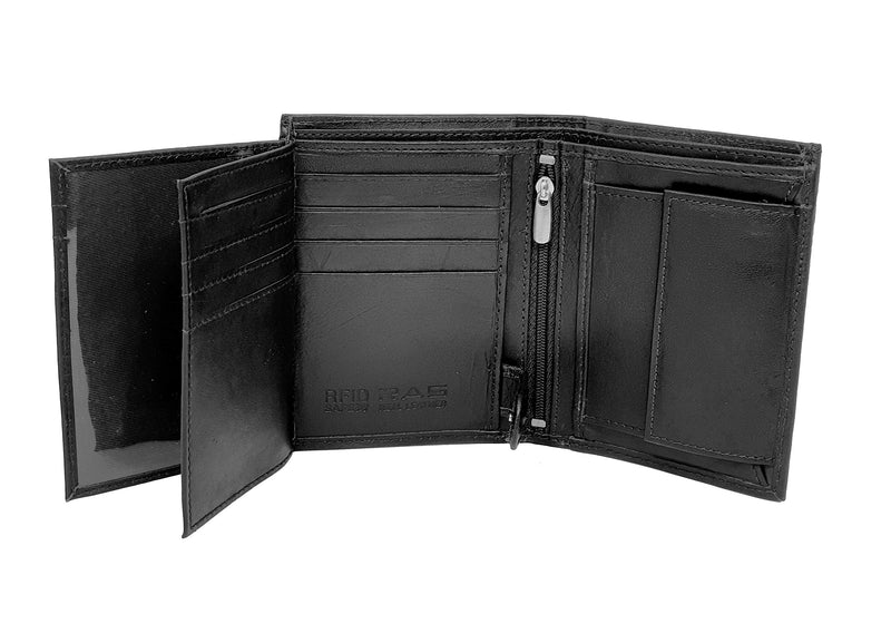 RAS WALLETS Mens RFID Blocking Soft Leather Trifold Purse Credit Card Holder Id Window and Coin Pouch 503