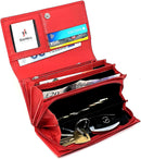 STARHIDE Ladies Soft Genuine Leather Flap Over Purse Multi Credit Card Slots 5510