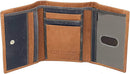 STARHIDE Mens RFID Blocking Trifold Distressed Hunter Leather and Canvas Wallet Credit Card Holder 805 Blue Brown