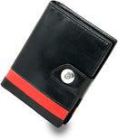STARHIDE Women Genuine Leather RFID Blocking Twin ID Flash Pocket Clutch Wallet 630 Black Red
