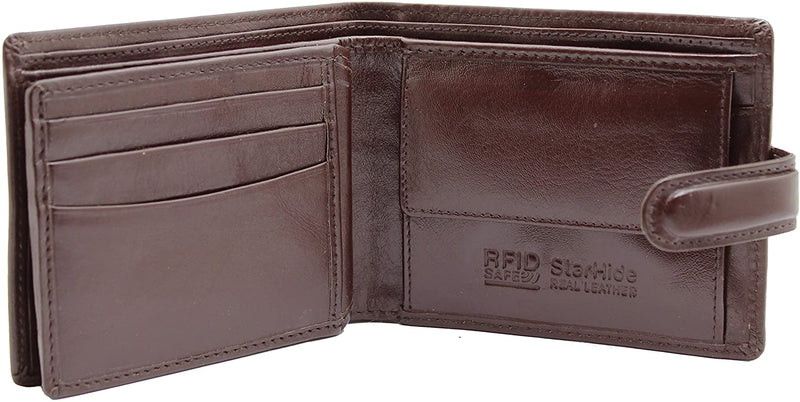 STARHIDE Gents RFID Blocking Smooth Genuine VT Leather Wallet with Coin Pocket and Id Window 1212