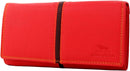 Morucha Long Flap Over Purse For Women Genuine Leather RFID Blocking Clutch Wallet M15 (Red & Black)
