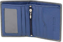 STARHIDE Mens RFID Blocking Soft Genuine Leather Compact Bifold Wallet 1155 (Grey Blue)