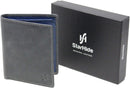 STARHIDE Mens RFID Blocking Soft Genuine Leather Compact Bifold Wallet 1155 (Grey Blue)