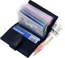 RAS Men Women Soft Genuine Leather Credit Card Holder Wallet with A Banknote Compartment 601 Black
