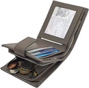 Morucha Mens RFID Blocking Wallets Real Leather Passcase Wallet with A Large Zip Around Coin Pocket M70 (Grey)