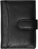 RAS Men Women Soft Genuine Leather Credit Card Holder Wallet with A Banknote Compartment 601 Black