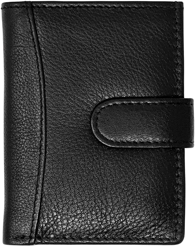 RAS Men Women Soft Genuine Leather Credit Card Holder Wallet with A Banknote Compartment 601 Black