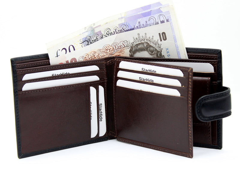 STARHIDE Mens RFID Blocking Genuine VT Leather Credit Cards Coins Holder Wallet 835