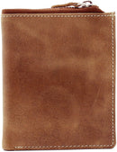 TOPSUM LONDON Mens RFID Blocking Distressed Genuine Leather Billfold Wallet 4018 Tan