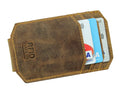 STARHIDE Mens RFID Blocking Real Distressed Hunter Leather Minimalist Card Holder Wallet With Magnetic Money Clip 725 Brown