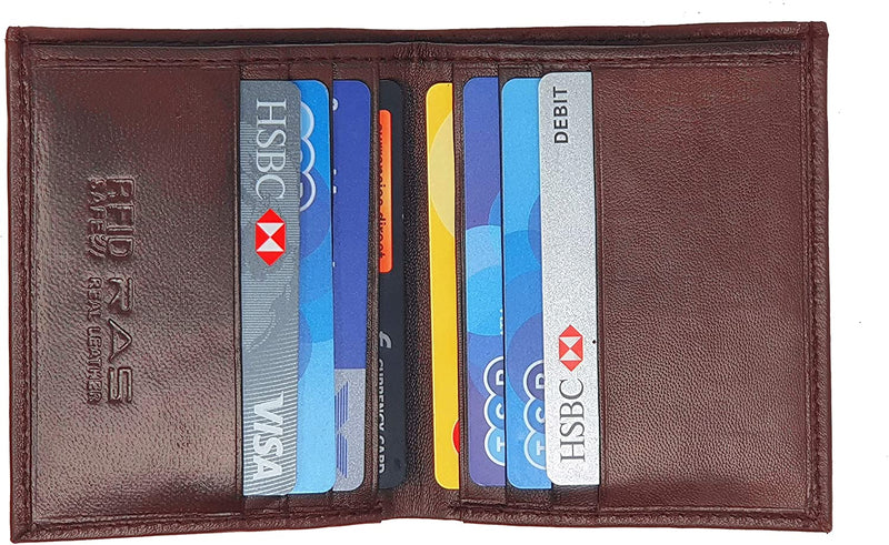 RAS Mens RFID Safe Soft Genuine Leather Credit Card and Banknote Pocket Slimline Wallet 122