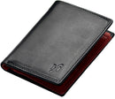 STARHIDE Minimalist Slim Wallets for Men RFID Blocking Genuine Leather Small Wallet with Zip Coin Pocket 815 (Black Red)