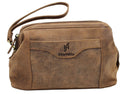 STARHIDE Top Framed Zipped Genuine Distressed Hunter Leather Hanging Toiletry Wash Shaving Cosmetic Bag 550 Brown