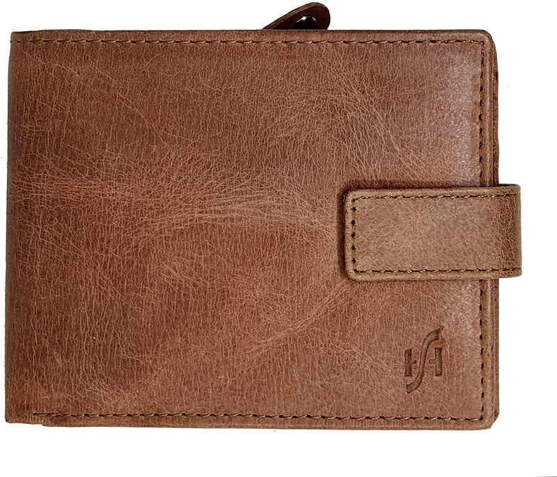 STARHIDE Mens RFID Blocking Genuine Calf Leather Wallet with A Side Zip Around Coin Pocket 1180