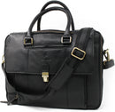 STARHIDE 15" Laptop Genuine Cow Nappa Leather Top Handle Shoulder Messenger Travel Bag Adjustable Strap 530 Black