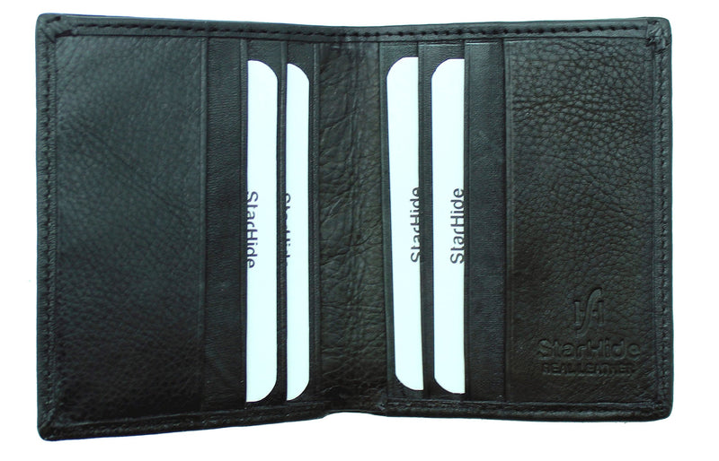 STARHIDE Menâ€™s Soft Two Fold Real Leather Small Wallet with A Banknote Compartment 205