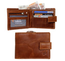 STARHIDE Mens Genuine Distressed Leather RFID Blocking Wallet With Zipped Coin Pocket On The Side 1180 Tan
