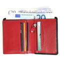 STARHIDE Minimalist Slim Wallets for Men RFID Blocking Genuine Leather Small Wallet with Zip Coin Pocket 815 (Black Red)