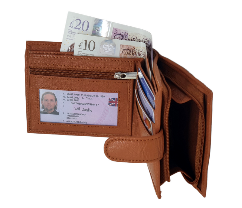 RAS Mans Wallet RFID Blocking Soft Genuine Leather Bifold Wallet with A Full Zipped Arround Coin Pouch Pocket 42