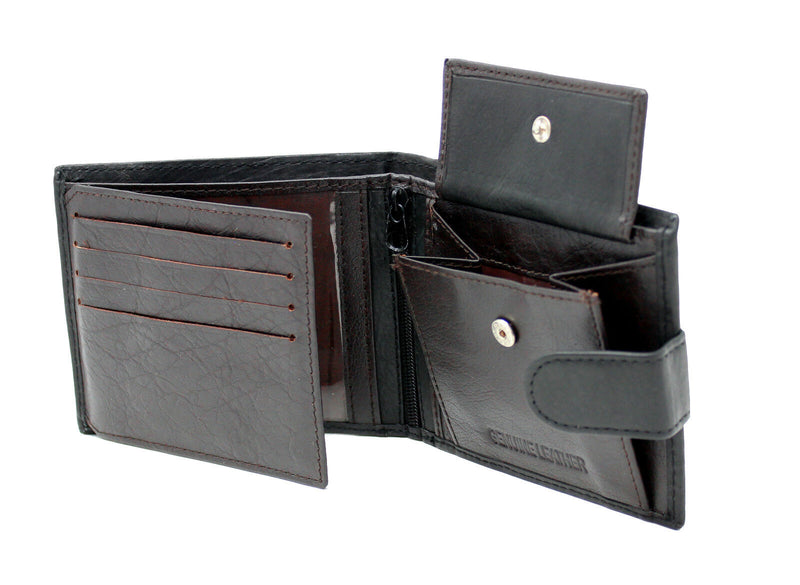 Mens Black Brown Soft Genuine Leather Bifold Wallet LG6